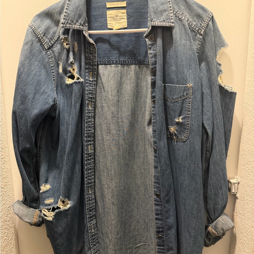 American Eagle Distressed Denim Shirt